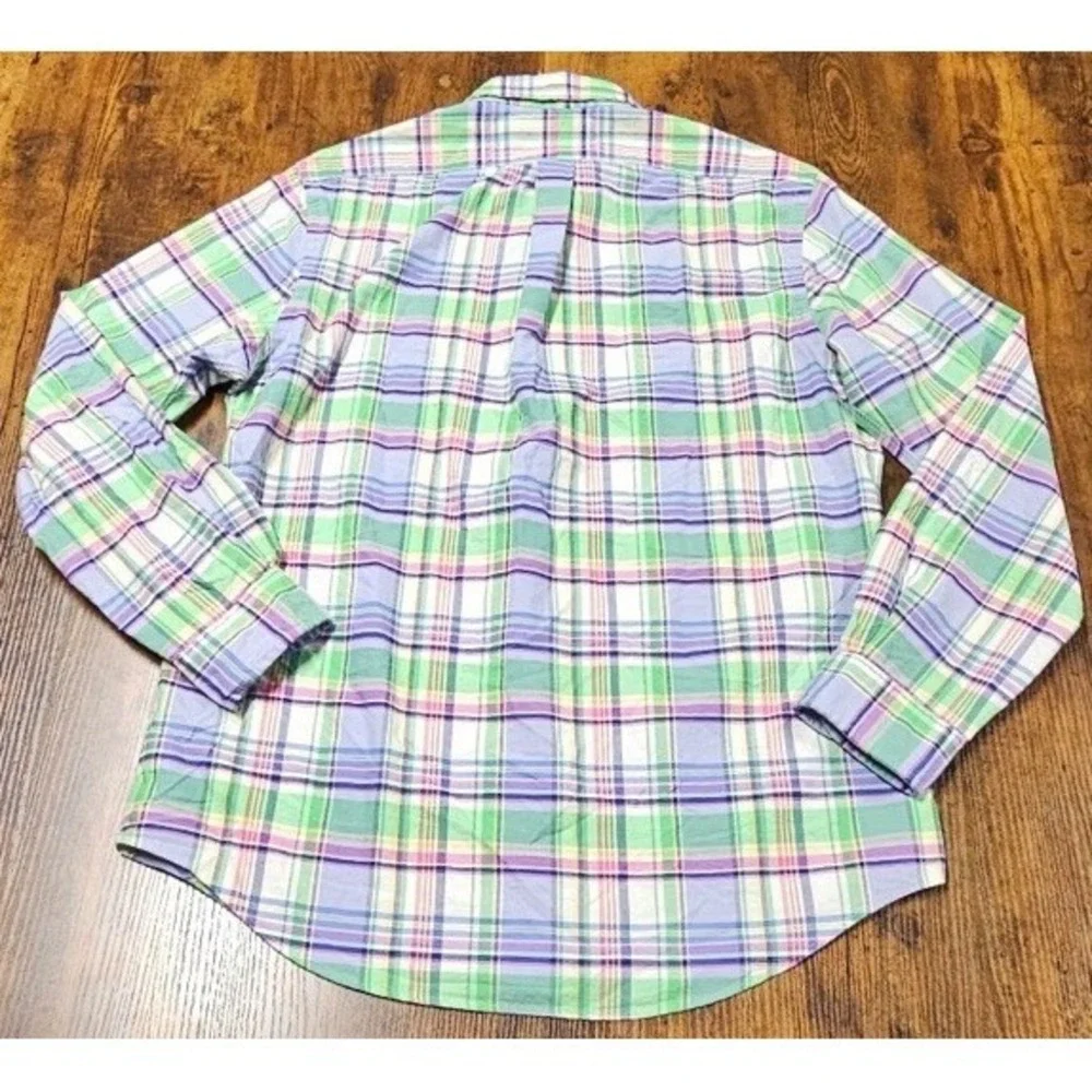 POLO RALPH LAUREN MEN'S BLUE GREEN PINK CLASSIC FIT PLAID OXFORD SHIRT Sz M NWT